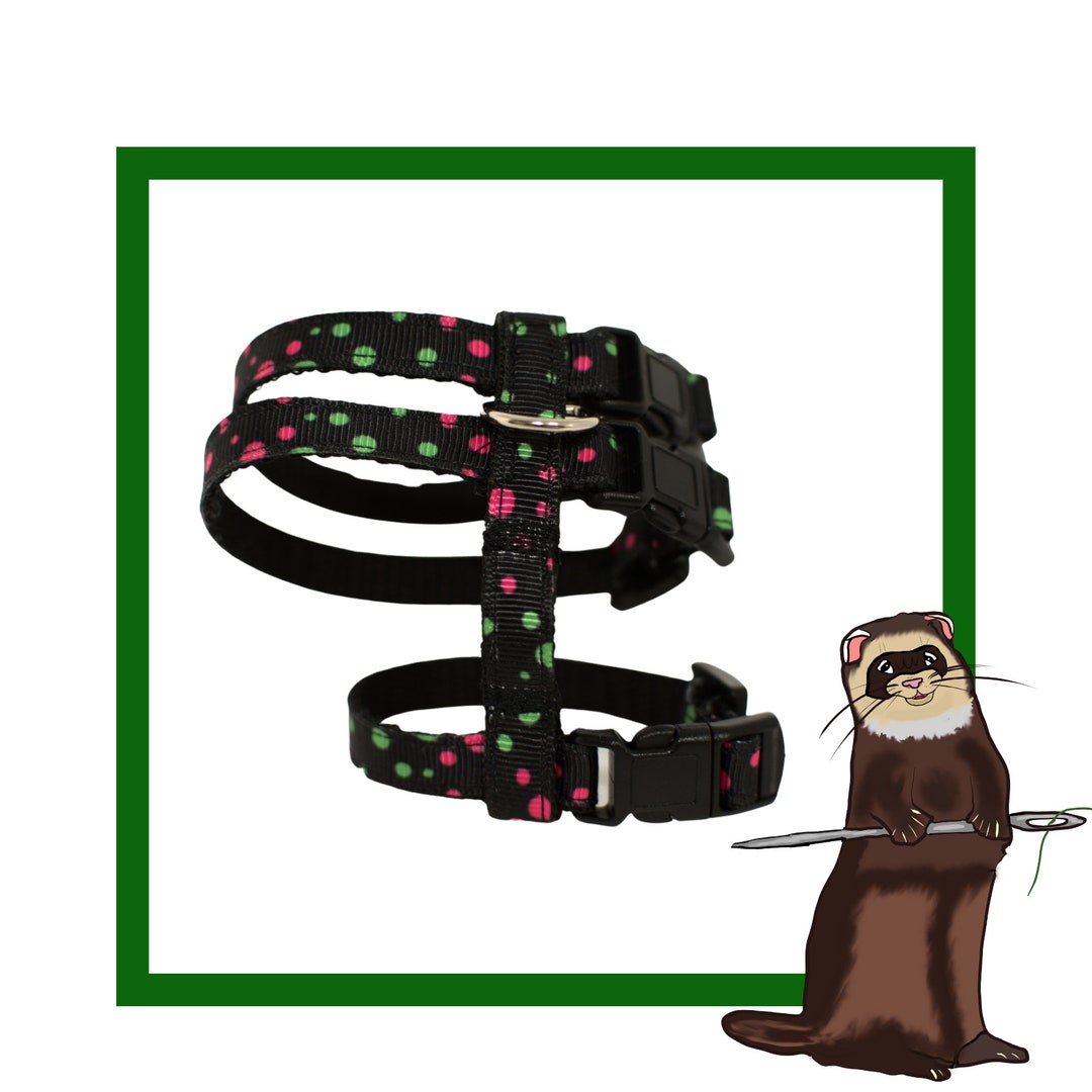 H Style Ferret Harness Dots on Black Small Accessories Collar Etsy