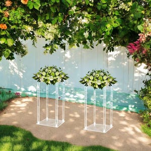 Clear Acrylic Flower Stand Set - Rectangular Holder for Weddings & Parties, Sturdy Event Decor 10 Pcs