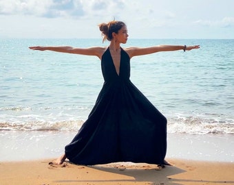 Yoga jumpsuit, bohemian jumpsuit, boho jumpsuit, maxi jumpsuit,  oversized jumpsuit, black romper, summer jumpsuit, coverup, beach dress