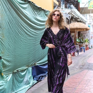 Purple tie dye Kaftan, Boho Oversized Caftan Long kaftan Beach Coverup  Gift for her Tie dye Maxi dress, Resort Wear, Holidays, Gift for mom