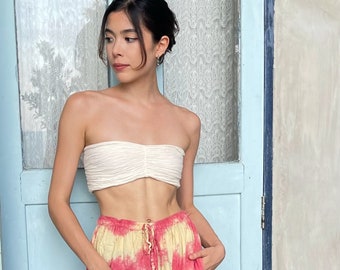 Cotton crop tube, Beach outfits, Summer outfits, Boho yoga bra, boho outfits, Beach wear, White crop top bra, white tube, resort wear