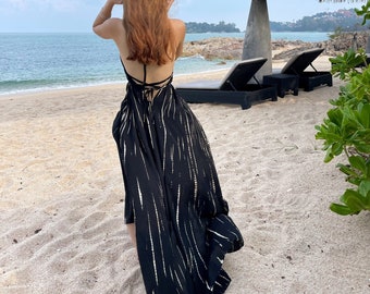Tie Dye Maxi Dress, Beach Dress Maxi Dress, Black Maxi Dress
