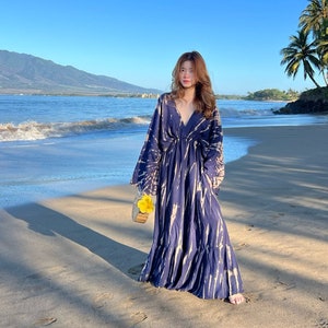 Tie dye maxi dress, Boho maxi dress, long sleeves kaftan dress, Oversized Caftan, Resort wear, dress for vacation, gift for her