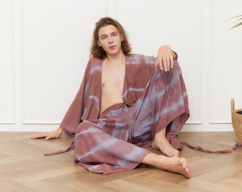 Peignoir kimono tie-dye, kimono long, peignoir kimono surdimensionné pour homme, peignoir pour femme, peignoir kimono unisexe, été, camouflage, cadeau pour elle, cadeau pour lui