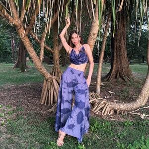 Indigo Tie dye boho pants, Boho Wide leg tie dye pants Hippie beach pants Outfits Beach Outfits Summer Wear Festival Pants Gift for her