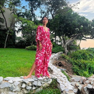 Floral Kaftan Dress, Oversized Kaftan Dress for Vacation Caftan Resort Wear Lounge Wear Maxi Dress Kaftan Beach Coverup Holiday Gift for Her