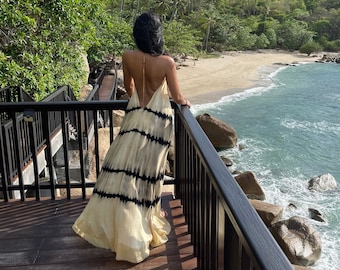 Boho maxi dress, Tie dye Maxi Dress, Beach maxi dress, dress for vacation, Dress for honeymoon, beach dress, gift for her, Coco de Chom