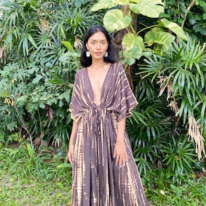 Hand tie dye maxi dress, goddess dress, Long kaftan, Oversized Caftan, Resort wear, Coverup, Maxi kaftan, Tie dye dress, beach dress Brown