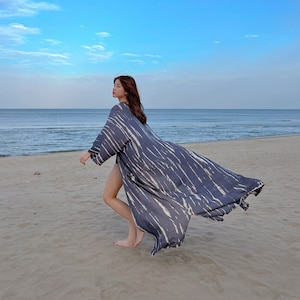 Long kimono robe, boho beach cover up, Oversized tie dye kimono robe, boho kimono, hippie kimono robe, resort wear, gift for her