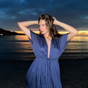 Navy beach kaftan top