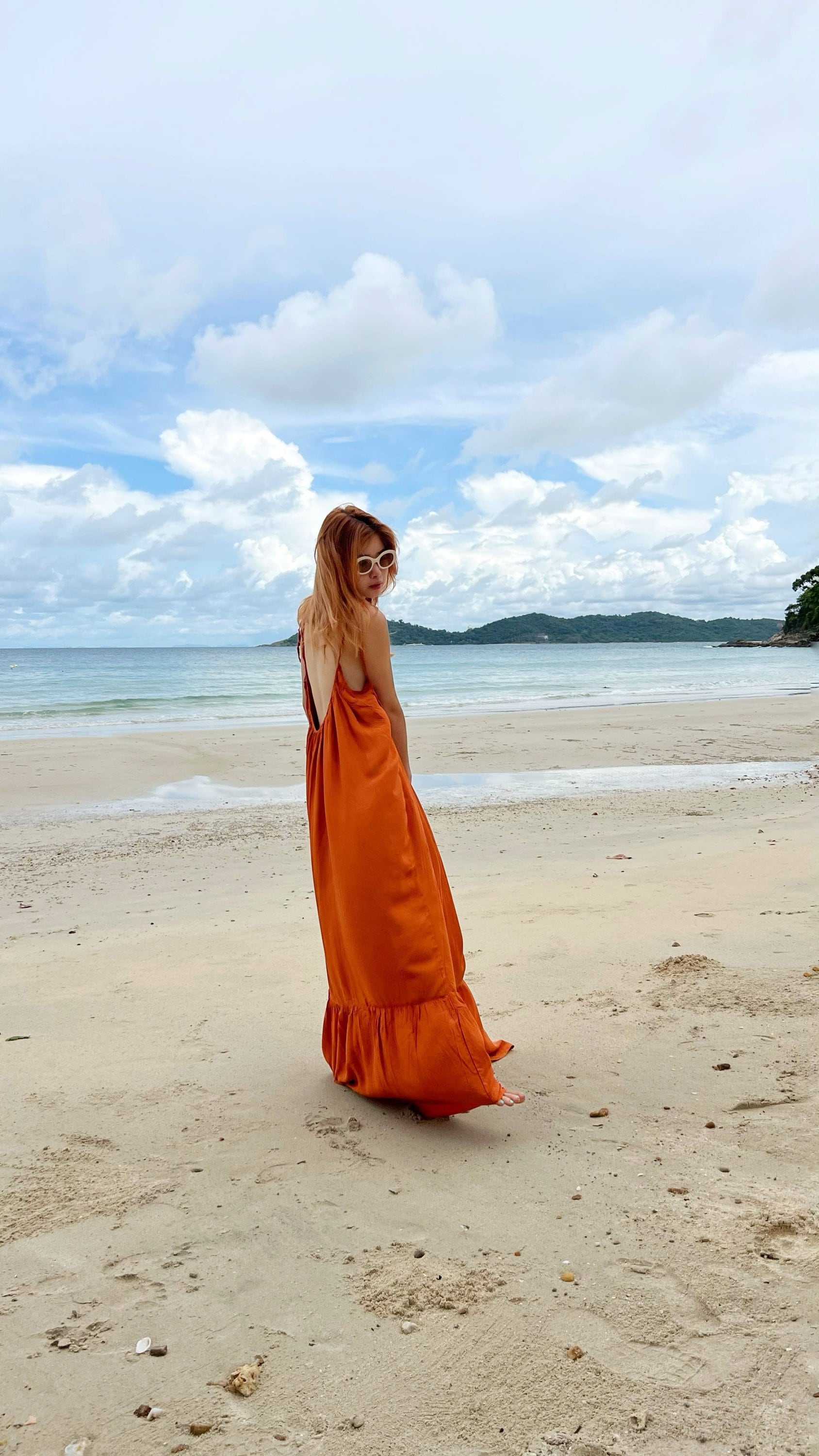 Burnt Orange Maxi Dress, Open Back Maxi Dress, Tie Shoulder Dress, Resort Wear Women, Flowy Beach Dress, Vacation Maxi Dress