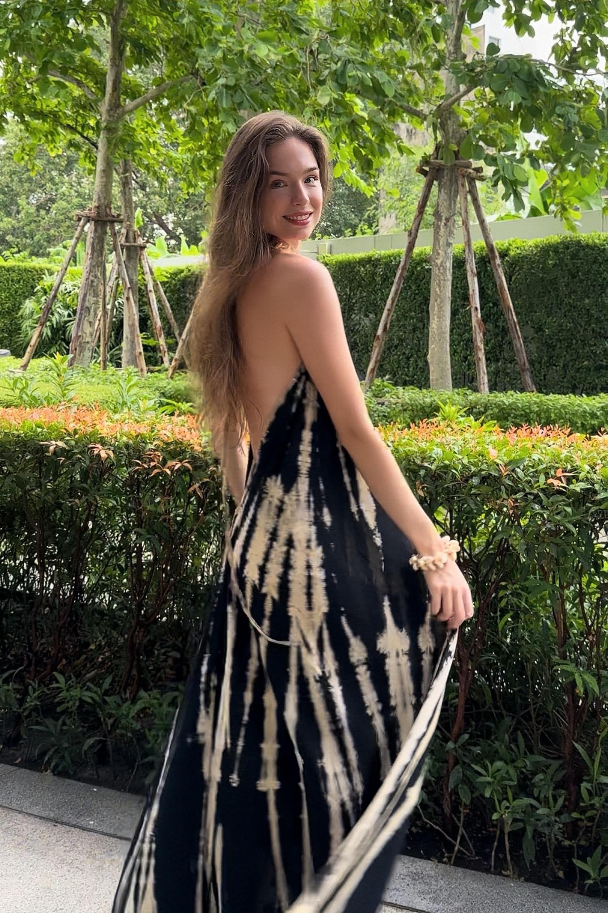 Black Tie Dye Maxi Dress, Boho Maxi Dress Beach Summer Dress Honeymoon  Vacation Open Back Dress Bohemian Long Dress Cover up Gift for Her - Etsy
