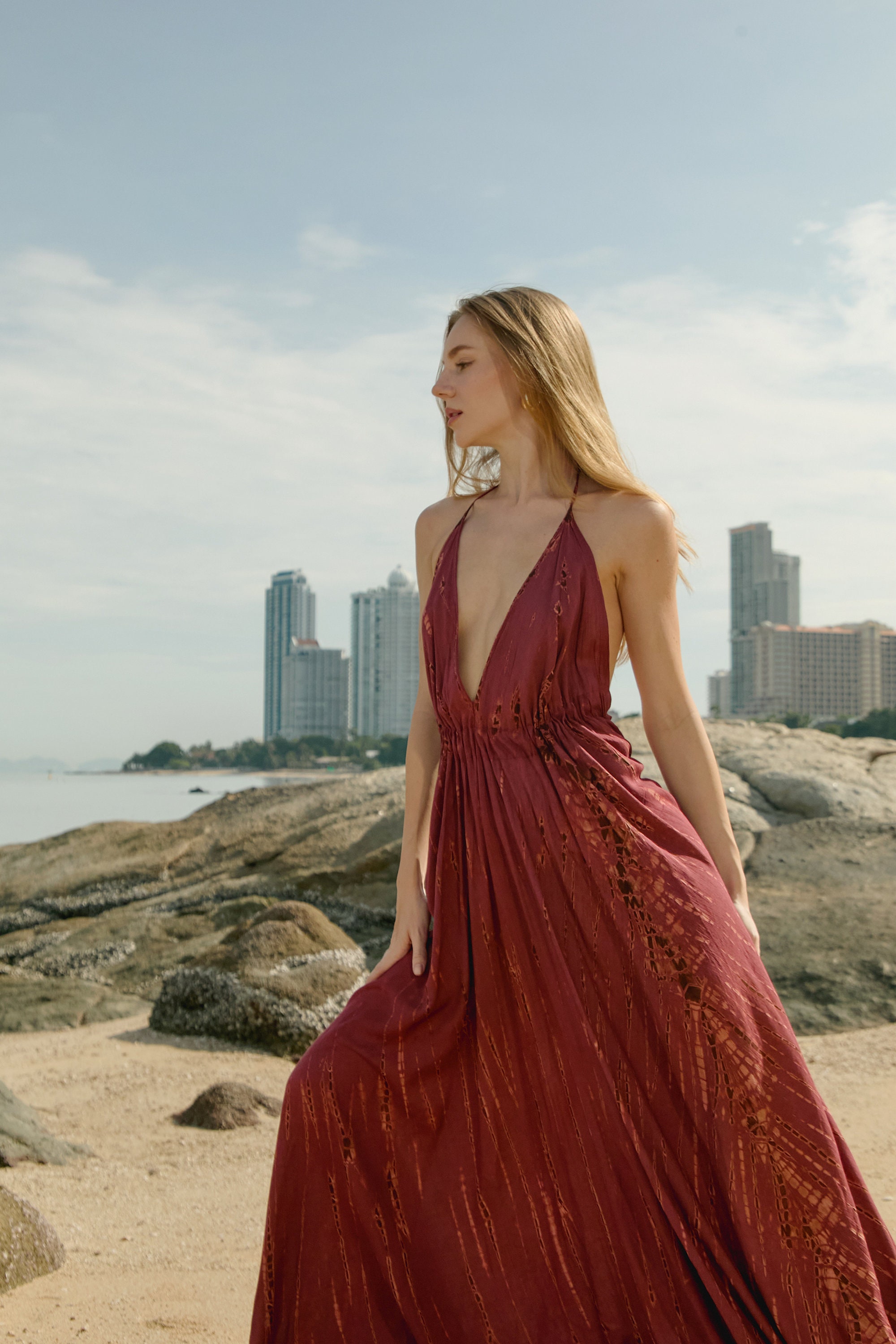 red beach dress for women Red Tie Dye Maxi Dress, Boho Open Maxi Dress Beach Sexy Dress Summer Maxi  Dress Open Back Dress Festival Dress Resort Dress Honeymoon Dress