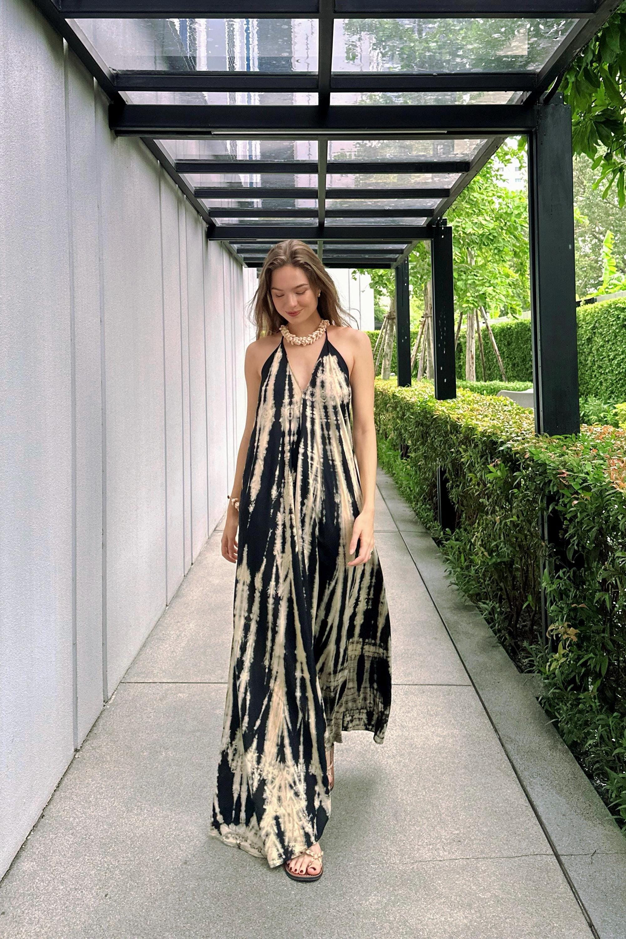 chinese dress ladies ALIX MAXI TIE FRONT DRESS - NAVY