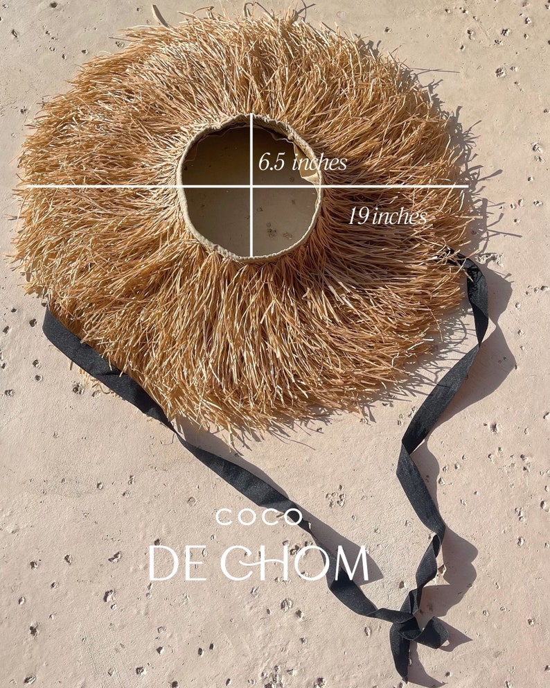 Natural raffia straw hat, Sun hat with ties, Boho Sun hat, Beach Hat, Honeymoon hat, Beach accessories Coco de Chom