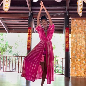 Hand Tie dye kimono robe, Pink kimono robe, tie dye robe, Fuchsia Robe for women, boho kimono, Beach Wear, beach coverup, gift for her