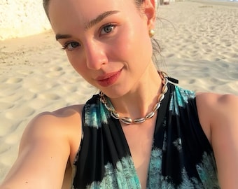 Handmade Gold Cowrie Necklace Choker Boho Cowrie Statement Nnecklace, Boho Hippie Choker, Beach Jewelry, Beach Accessories Gift for her