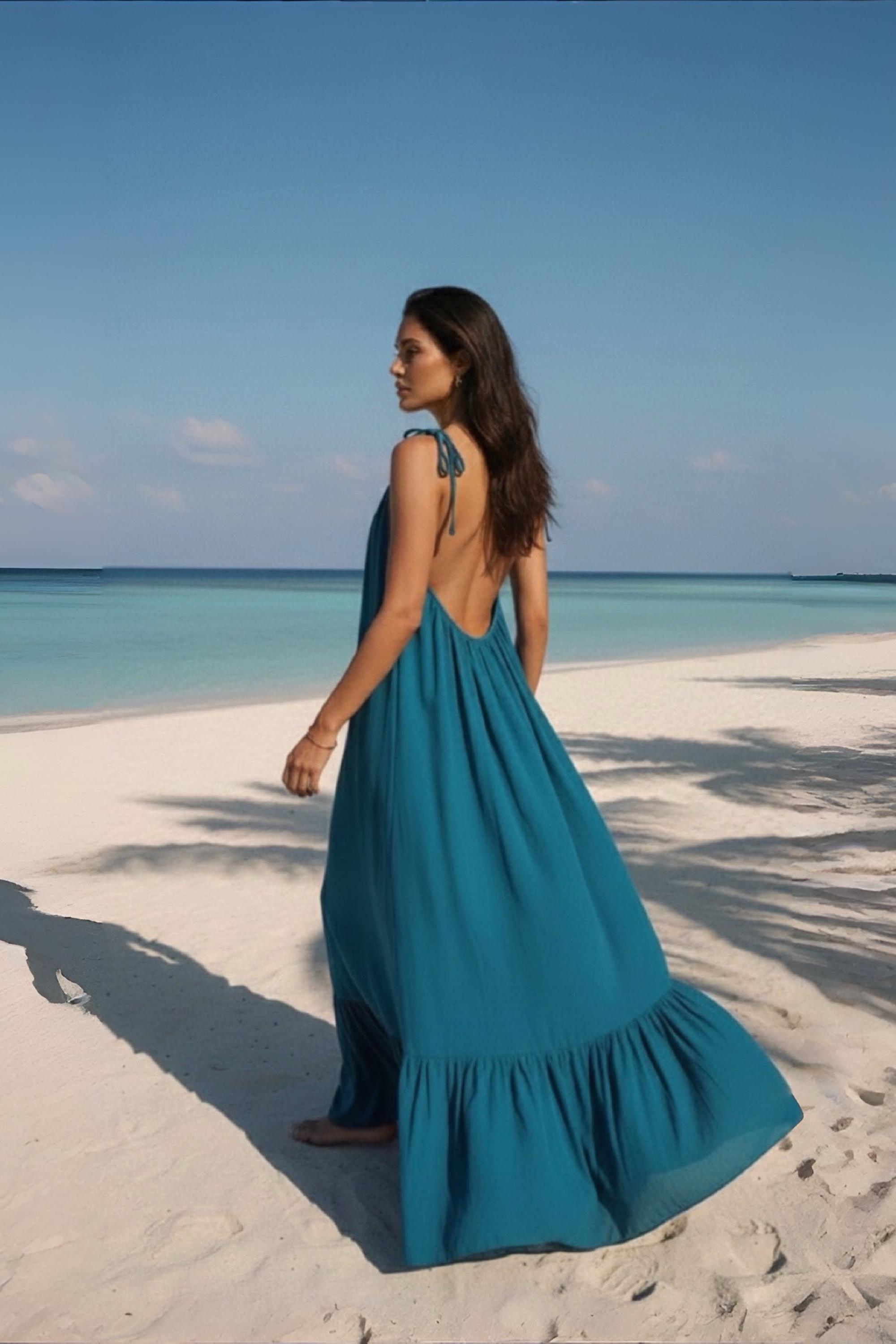 teal maxi dress casual Short Sleeve Linen Maxi Dress with Tie Waist - Summer Maxi Dress - Linen Wrap Dress for Women