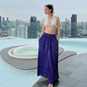 Boho Outfits Tie Dye Wide Leg Pants, Hippie Yoga pants with Pockets Bohemian Pants Summer Beach Pants Vacation outfit Holiday Gift for her