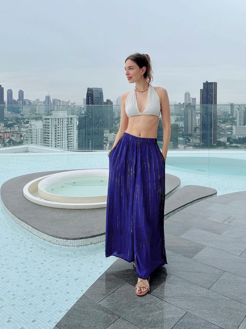 Boho Outfits Tie Dye Wide Leg Pants, Hippie Yoga pants with Pockets Bohemian Pants Summer Beach Pants Vacation outfit Holiday Gift for her