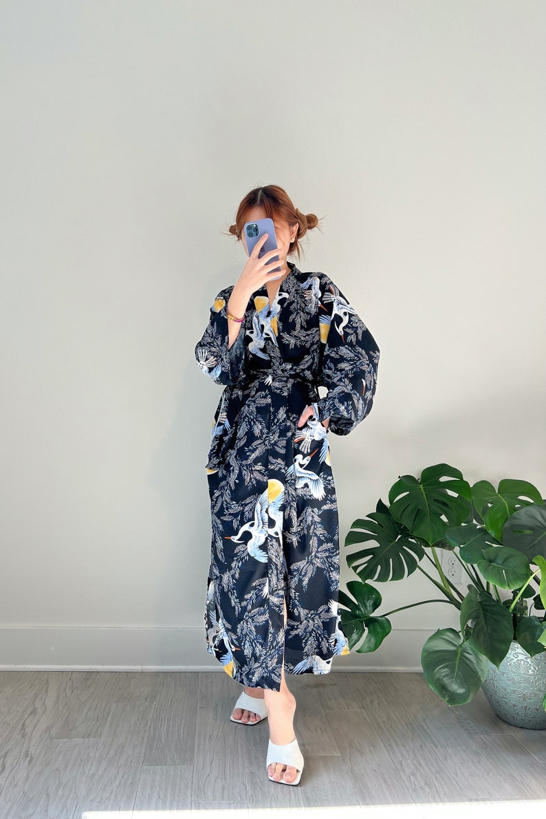 Bird Print Kimono Jacket, Boho kimono robe, Kimono robe free bird Oversized kimono robe, Loose fit kimono, gift for her, gift for him