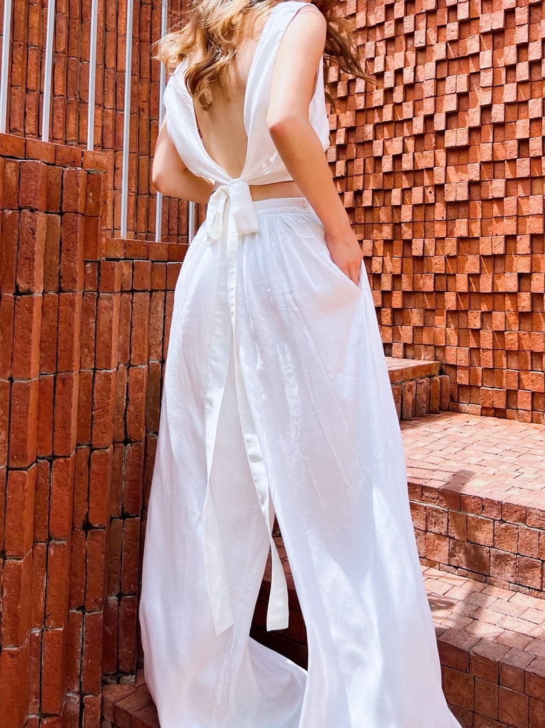 Off white boho pants, White Wide Leg Trousers, boho pants, bohemian trousers, summer wear, beachwear