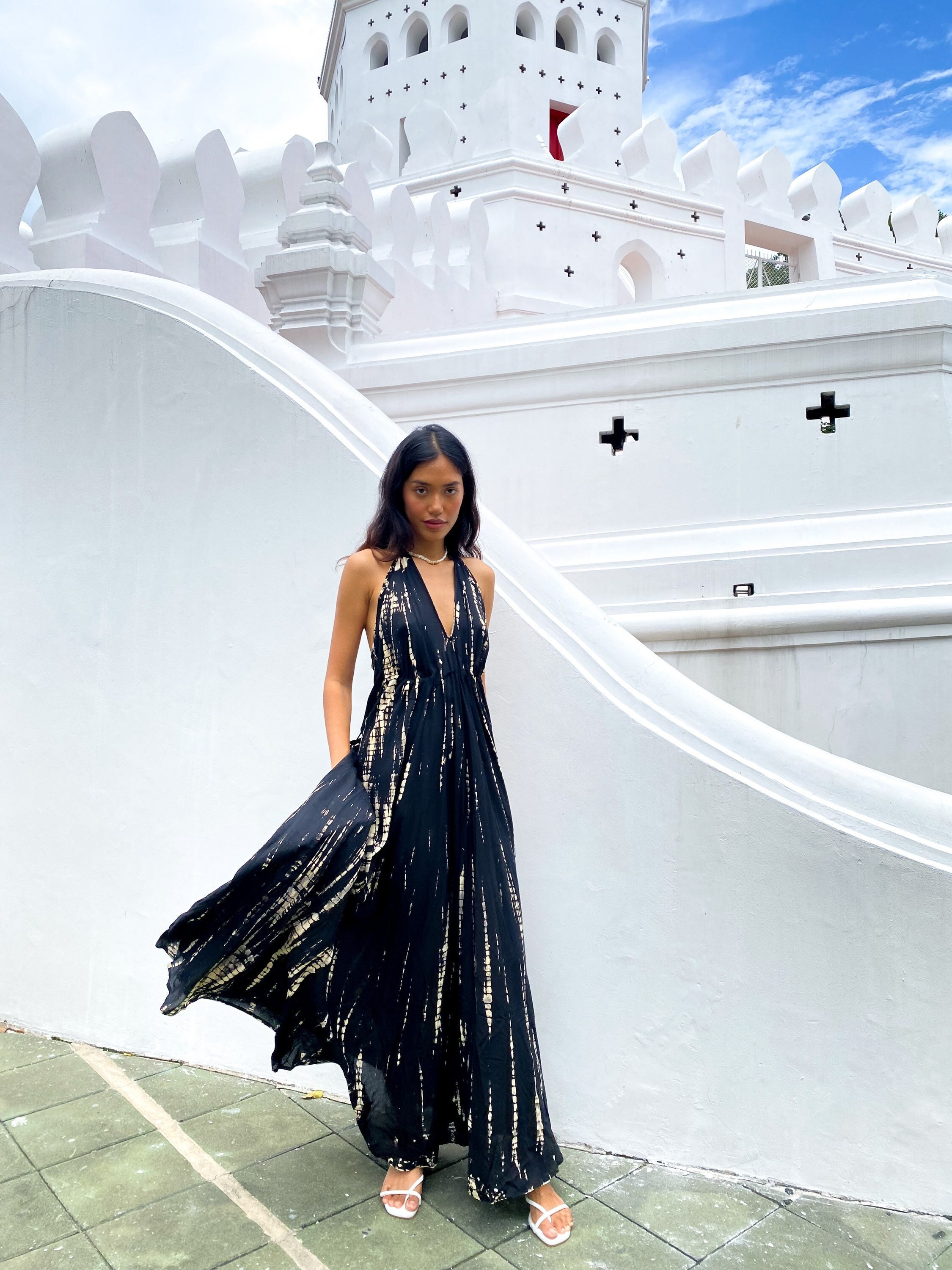 Black romper maxi dress discount