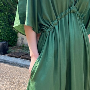 Summer Dress Kaftan, Hand dyed Maxi Dress, Green Kaftan Dress, Goddess dress, resort dress, Bridesmaid dress, beach dress, gift for her