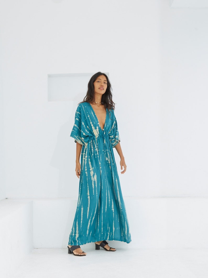 Hand tie dye dress, goddess dress, Long kaftan, Oversized Caftan, Resort wear, Coverup, Maxi kaftan, Tie dye dress, plus size, gift for her image 6