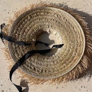 Natural raffia straw hat, Sun hat with ties, Boho Sun hat, Beach Hat, Honeymoon hat, Beach accessories Coco de Chom