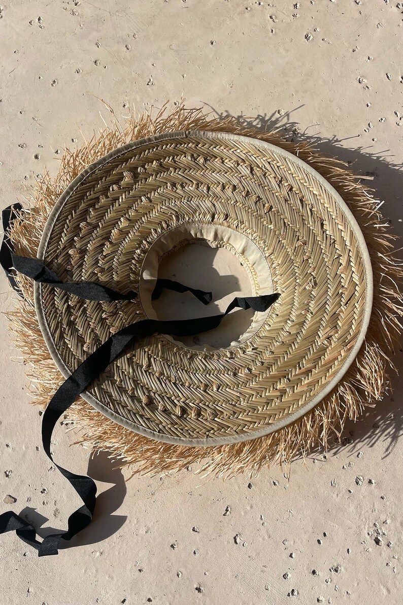 Natural raffia straw hat, Sun hat with ties, Boho Sun hat, Beach Hat, Honeymoon hat, Beach accessories Coco de Chom