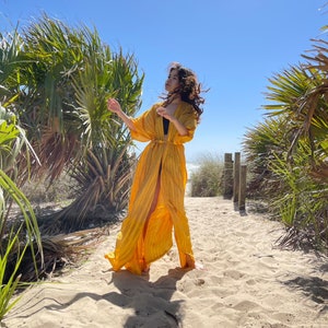 Tie dye kimono robe, beach coverup, Mustard kaftan kimono robe, boho oversized robe, loose fit robe, Oversized kimono, gift for her