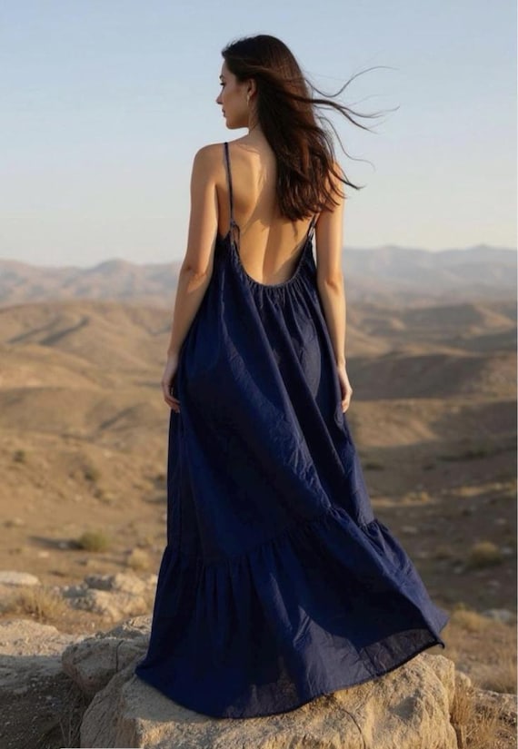 Tie dye Backless Maxi Dress, Bohemian Maxi Dress, Oversized Maxi Dress, Tie Shoulder Maxi Dress, Summer Dress, Dress for Resort, Beach Dress