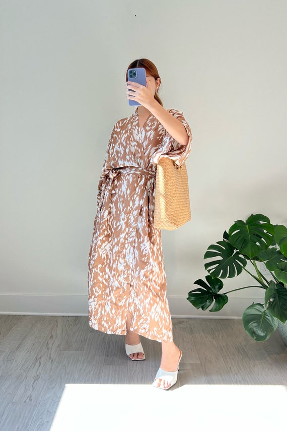 Handmade Beige Kimono, Boho Kimono Dress, Hippie Kimono, Long Kimono Robe,  Beach Cover up, Loose fit Kimono, Gift for her, Coco de Chom