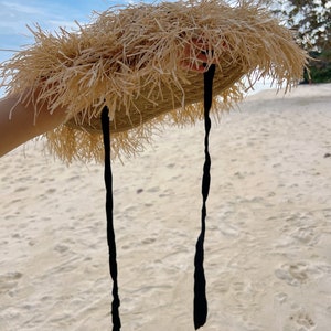 Natural raffia straw hat, Sun hat with ties, Boho Sun hat, Beach Hat, Honeymoon hat, Beach accessories Coco de Chom