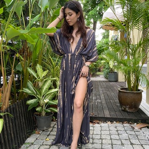 Hand tie dye dress, goddess dress, Long kaftan, Oversized Caftan, Resort wear, Coverup, Maxi kaftan, Tie dye dress, plus size, gift for her image 4