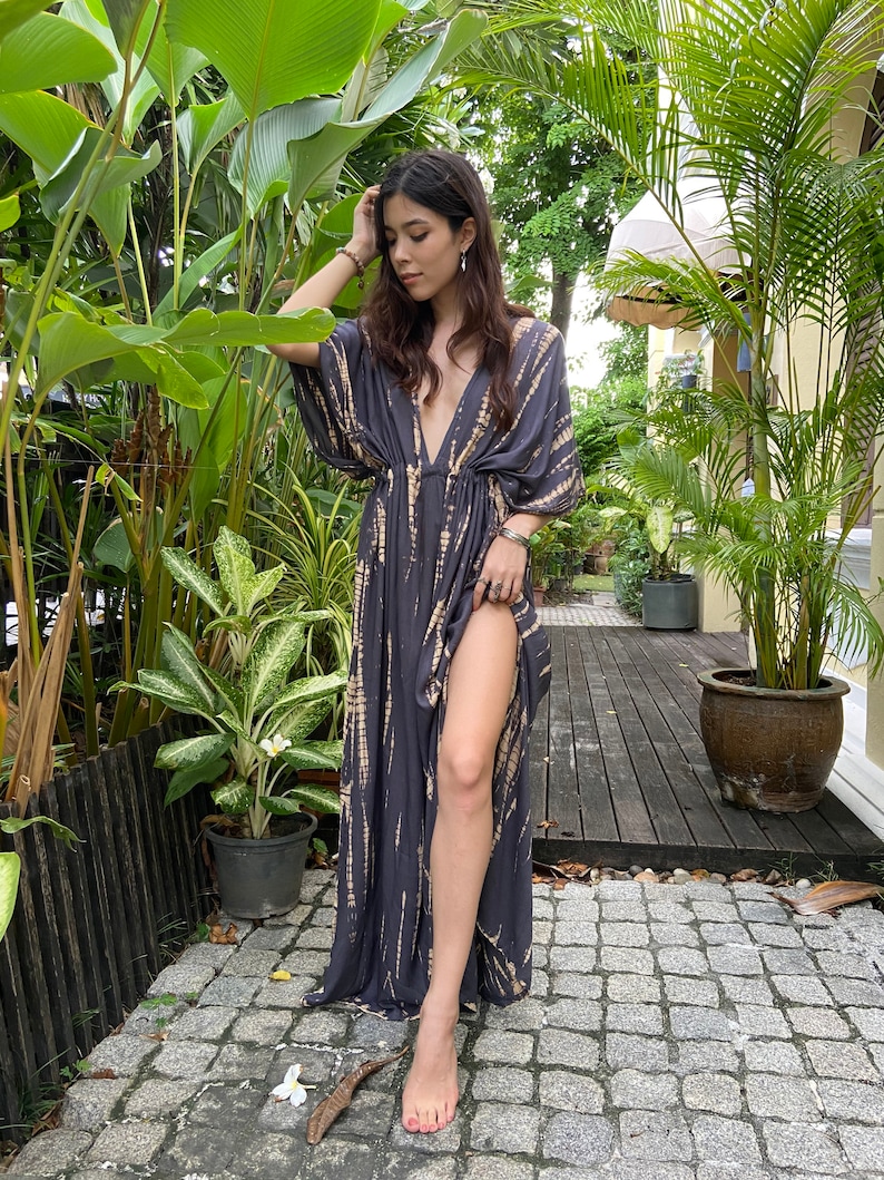 Hand tie dye dress, goddess dress, Long kaftan, Oversized Caftan, Resort wear, Coverup, Maxi kaftan, Tie dye dress, plus size, gift for her image 4