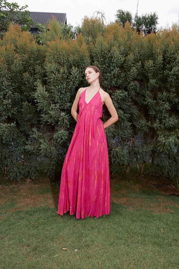 Pink Boho Halter Summer Dress Pink Boho Halter Summer Dress