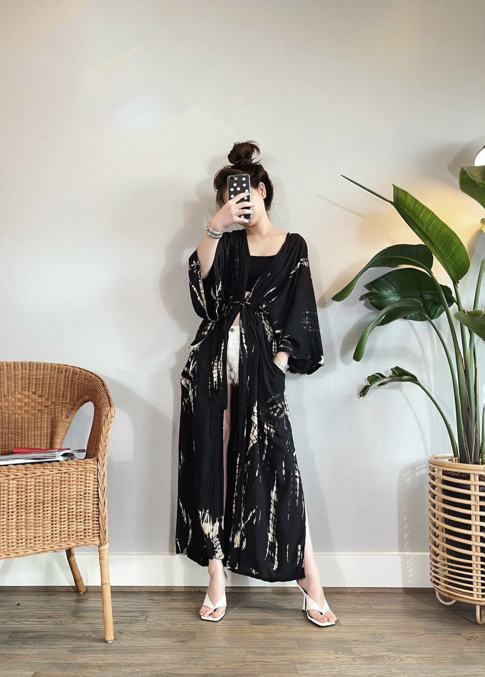 Black Tie Dye Oversized Robe Tie Dye Kimono Jacket Tie Dye - Etsy