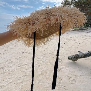 Natural raffia straw hat, Sun hat with ties, Boho Sun hat, Beach Hat, Honeymoon hat, Beach accessories Coco de Chom