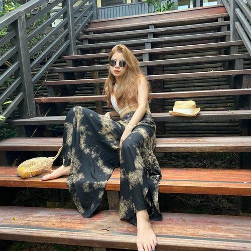 Pantalon bohème tie-dye, pantalon samouraï, pantalon de yoga, pantalon bohème, vêtements d'été, vêtements de plage