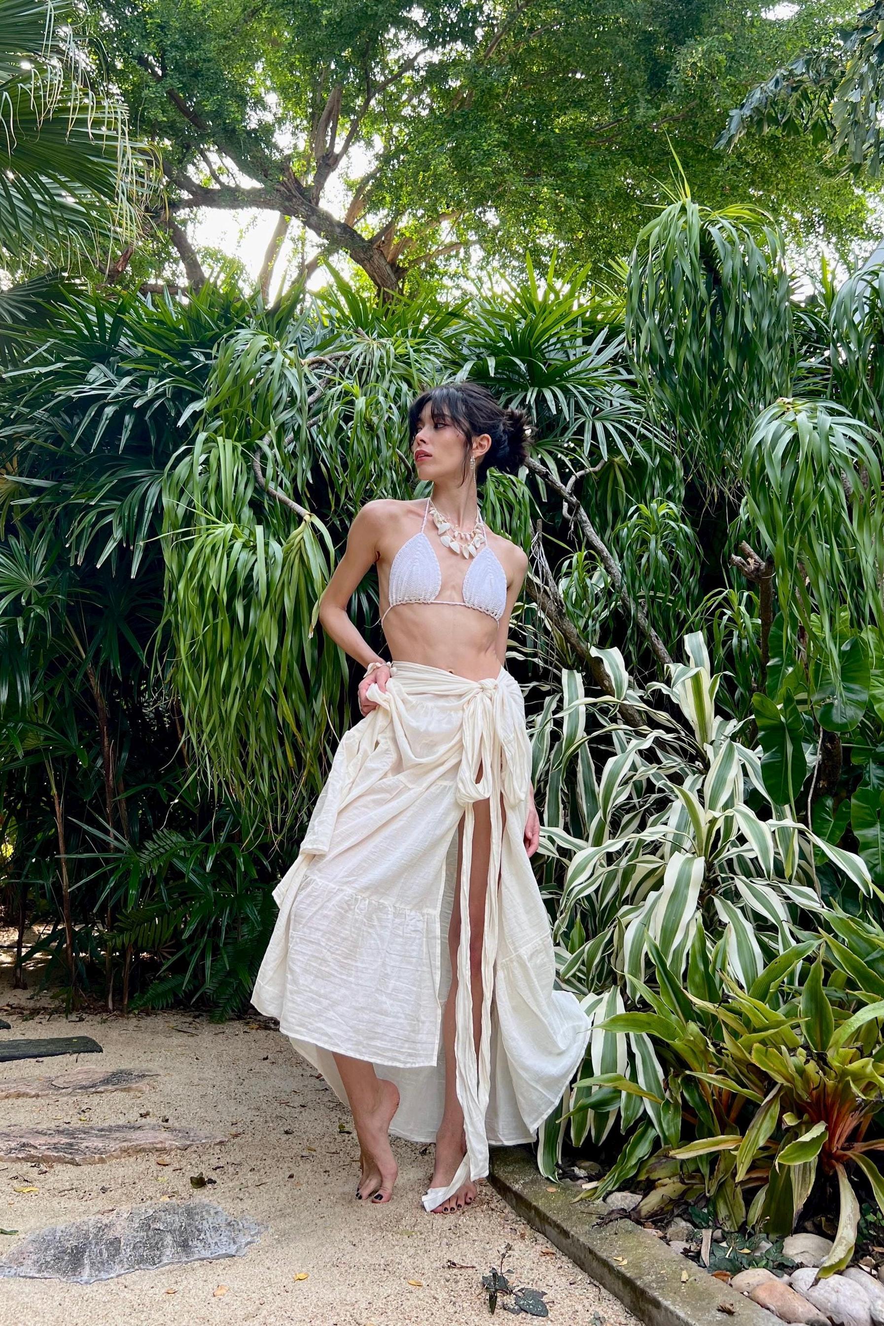 Raw Cotton Skirt | Boho Beach Outf…