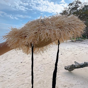 Natural raffia straw hat, Sun hat with ties, Boho Sun hat, Beach Hat, Honeymoon hat, Beach accessories Coco de Chom