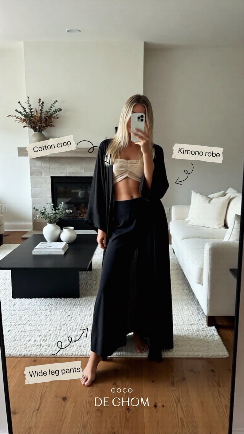 Black Oversized Kimono Unisex Men Kimono Robe with pockets Long Black Robe, Simple Kimono, Men Beach Cover Up Gift for him Gift for her zdjęcie 11