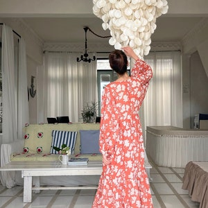 Shop Bohemian Floral Maxi Dress, Cotton Boho Dress, Oversized Maxi Dress with sleeves, Boho Dress Dress for Vacation, Block Printed Dress, Rust Dress Gift ideas ?