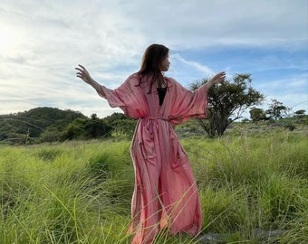 Tie dye long kimono robe, Oversized Long Kimono, boho kimono dress, hippie robe, Long kimono robe, duster, gift for her