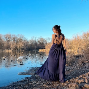 Navy backless maxi clearance dress