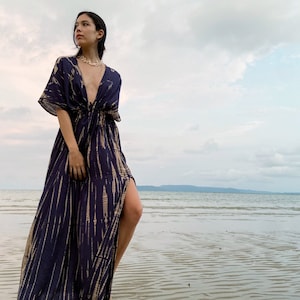 Hand tie dye dress, goddess dress, Long kaftan, Oversized Caftan, Resort wear, Coverup, Maxi kaftan, Tie dye dress, plus size, gift for her Navy