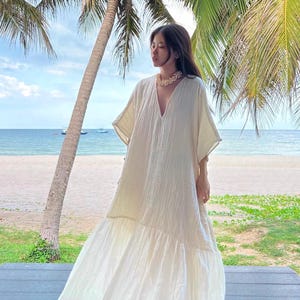 beach kaftan maxi dress SAACHI Women's Floral Motif Maxi Kaftan - Blue main image 0