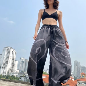 Tie dye boho pants, Wide leg tie dye pants, yoga pants,  hippie beach pants, tie dye summer pants, oversized trousers, summer wear